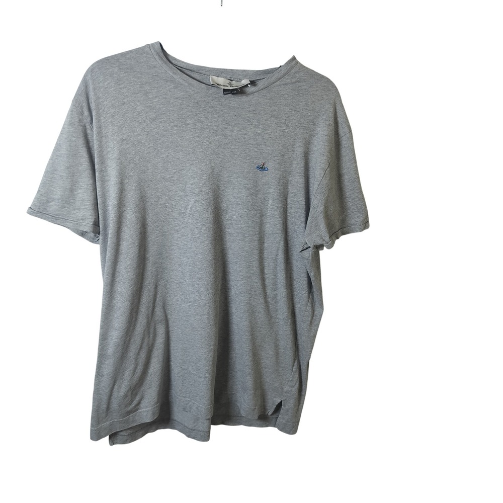 Vivienne Westwood Grey Orb Logo Embroidered T-Shirt Mens XXL Made in Portugal